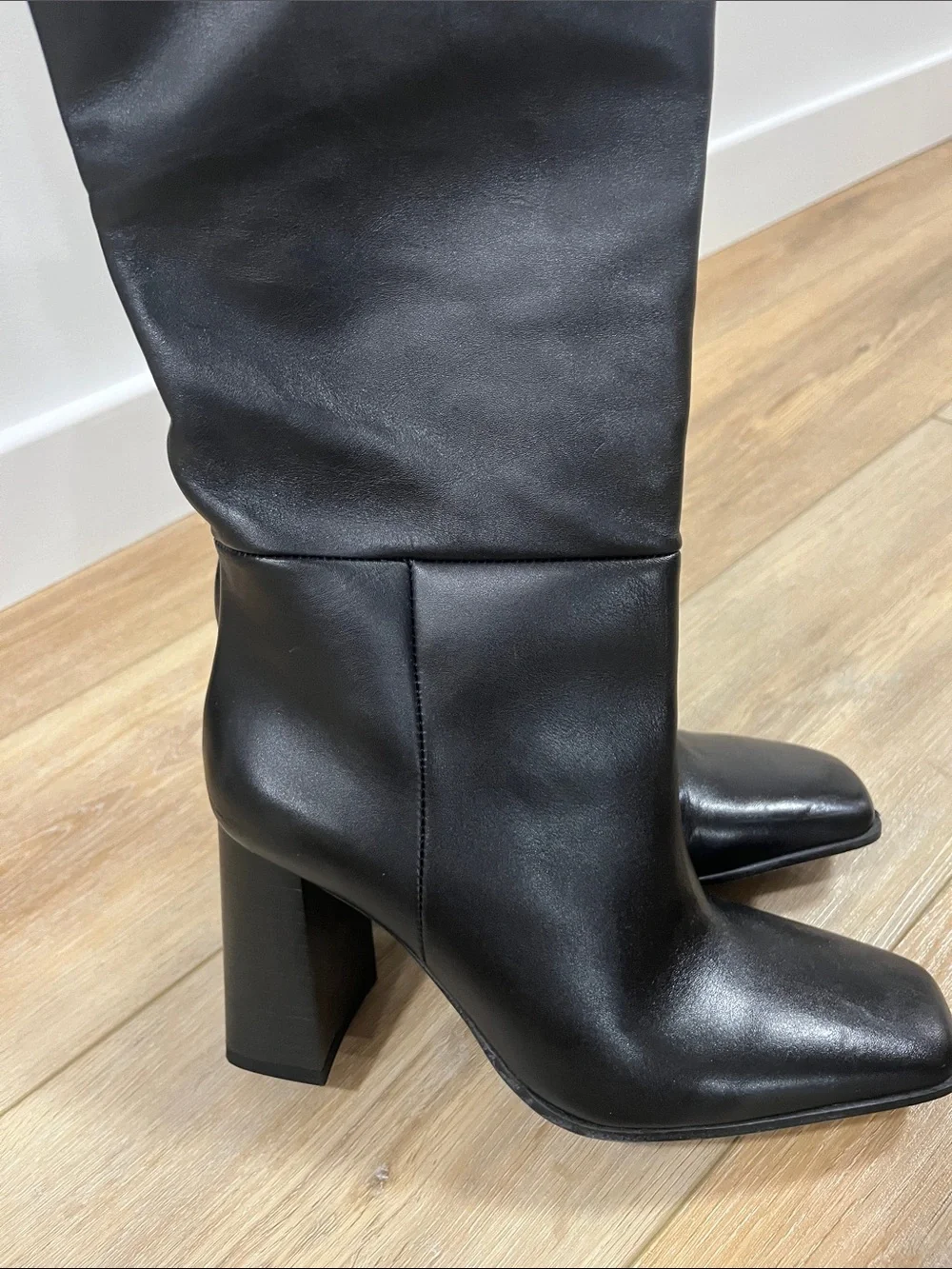 Zara Black Over-the-Knee Leather Boots